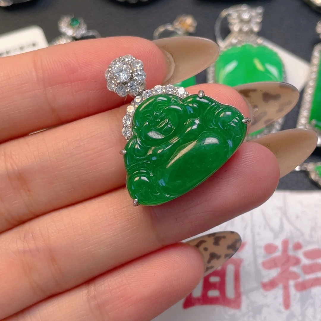 翡翠银S925镶嵌吊坠(不含链)