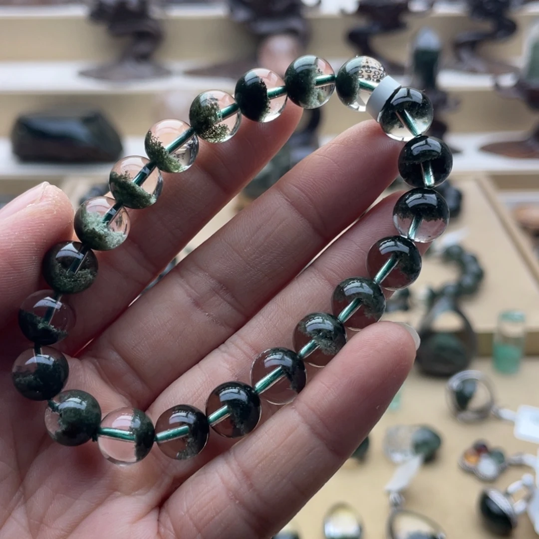 手链未镶嵌水晶绿幽灵聚宝盆手串