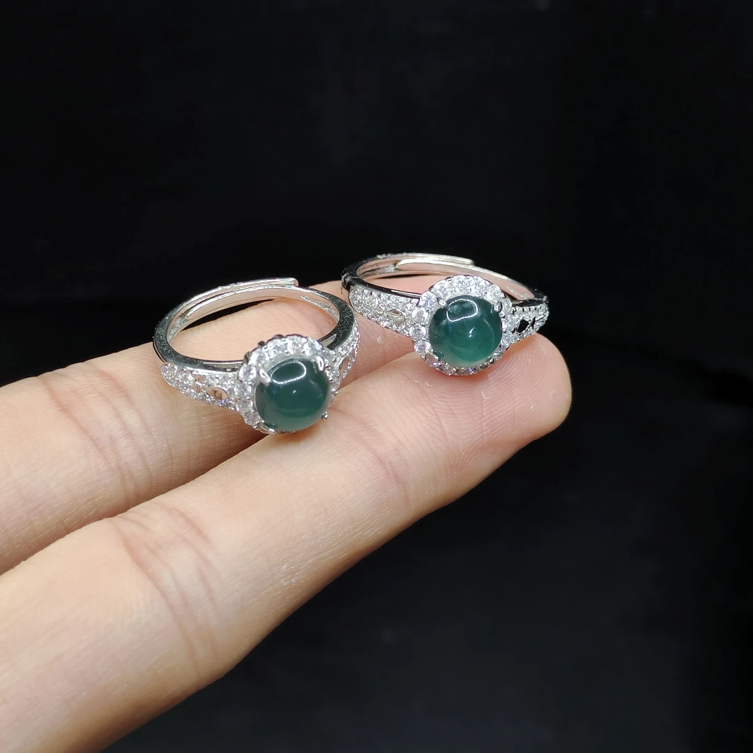 【老三珠宝】翡翠蛋面戒指H23【多样性发其一】约7mm