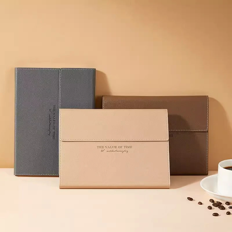 笔记本简约ins风精美高档三折超厚记事本工作商务办公会议记录本