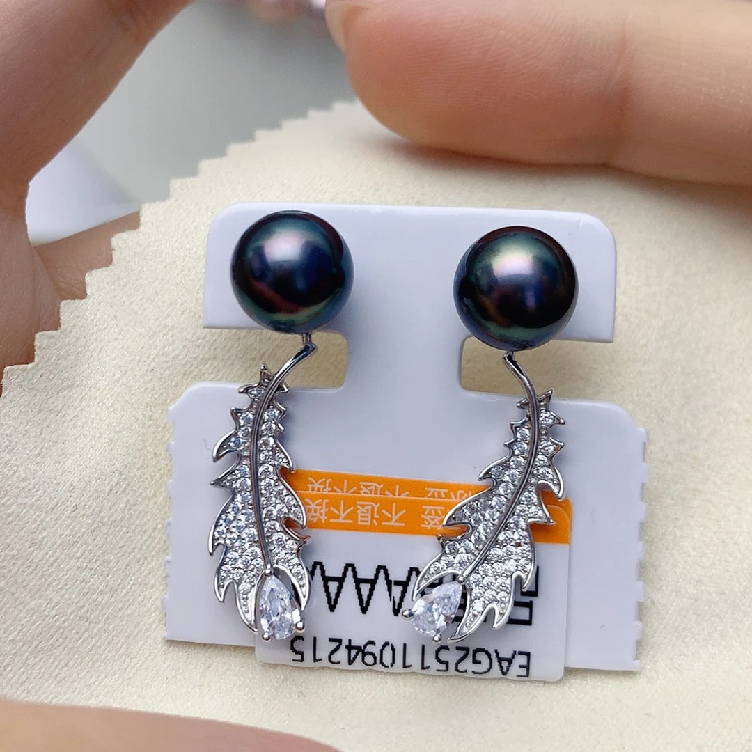 海水珍珠银S925镶嵌耳饰W18