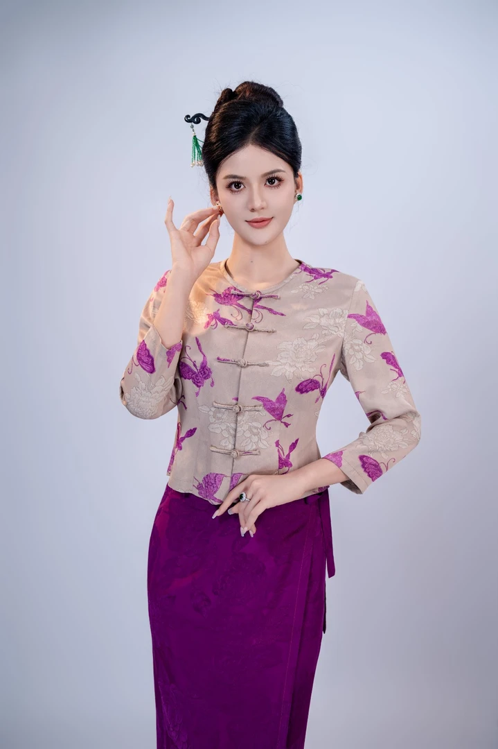 云秀玉美人曼紫蝶气质女装民族服装复古中式国风中国风套装新款