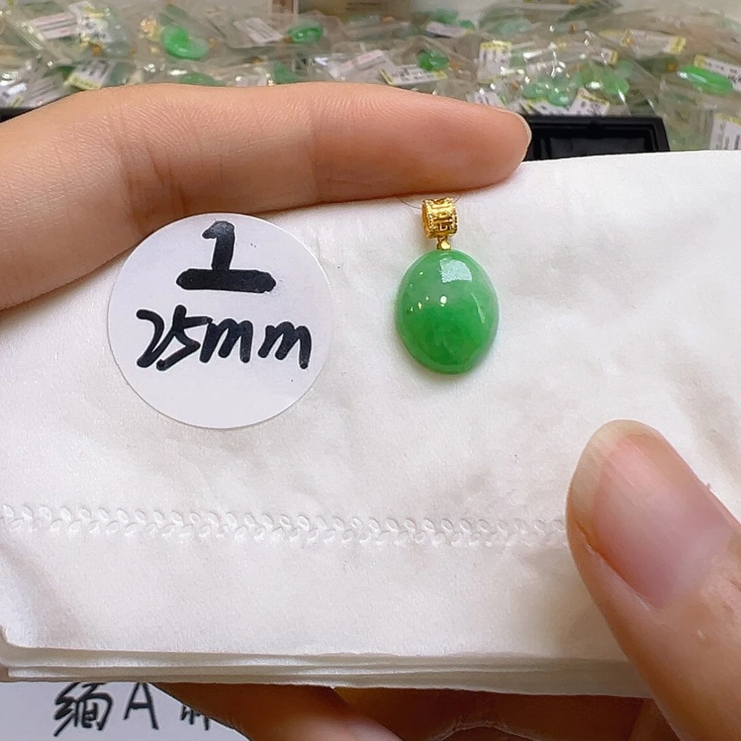 翡翠18K金镶嵌吊坠(不含链)翡翠