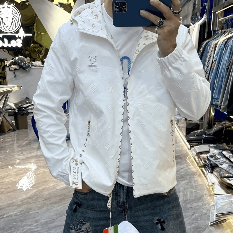 春季男士新品休闲连帽夹克时尚舒适百搭潮流帅气修身外套轻奢薄款