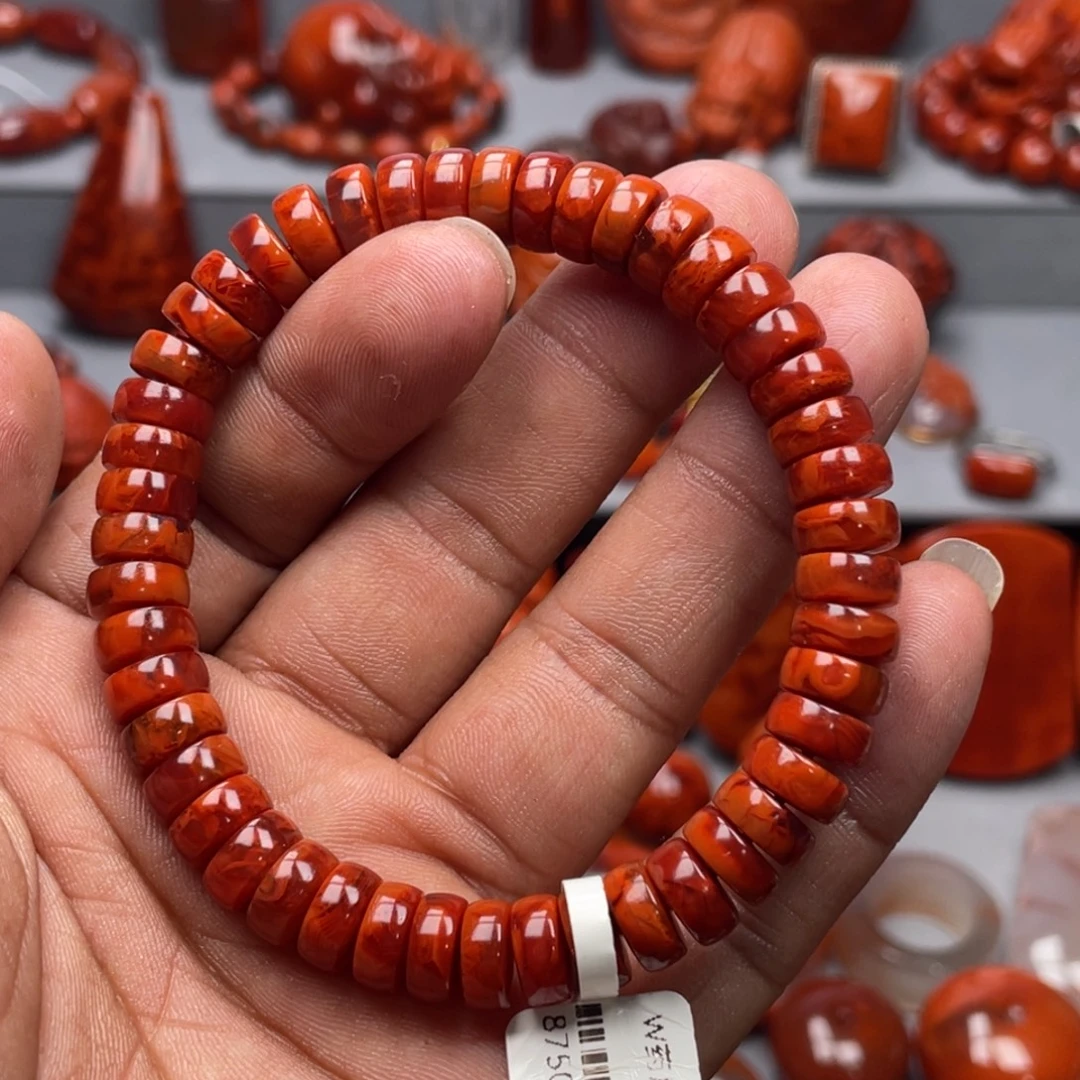 南红玛瑙未镶嵌珠宝奇石单圈8➕