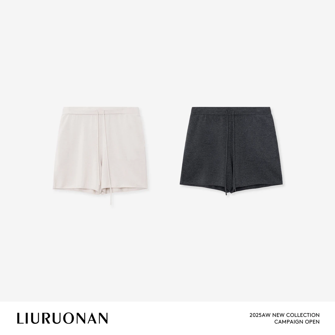 LIURUONAN 25AW【宅家羊毛短裤】柔软舒适抽绳短裤秋季宽松休闲裤女