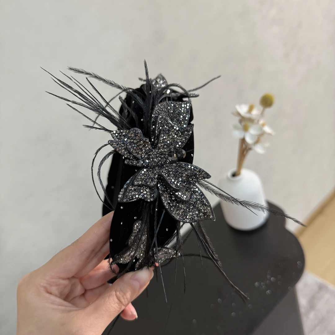 蝴蝶氛围感宽边发箍百搭精致手工压发发卡高颅顶气质优雅款发饰