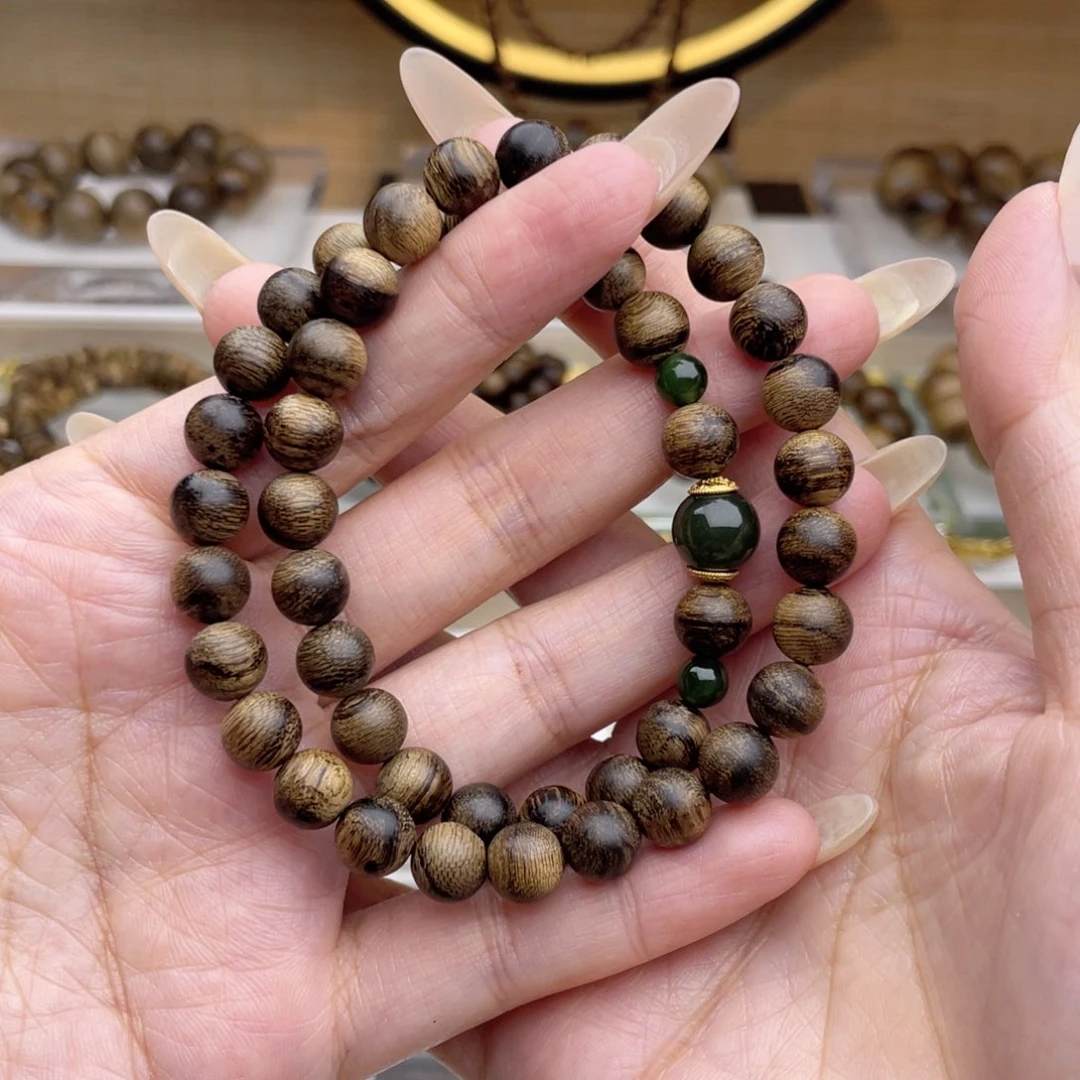 江***红沉香手串芽庄白奇楠留疤