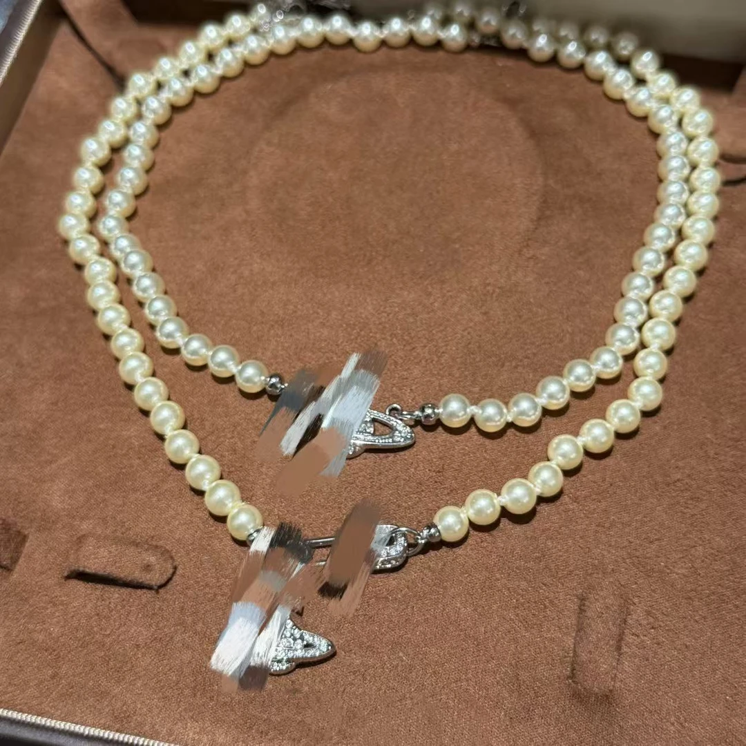 钛钢仿珍珠项链 土星珍珠平面土星高品质经典百搭锁骨链ins女