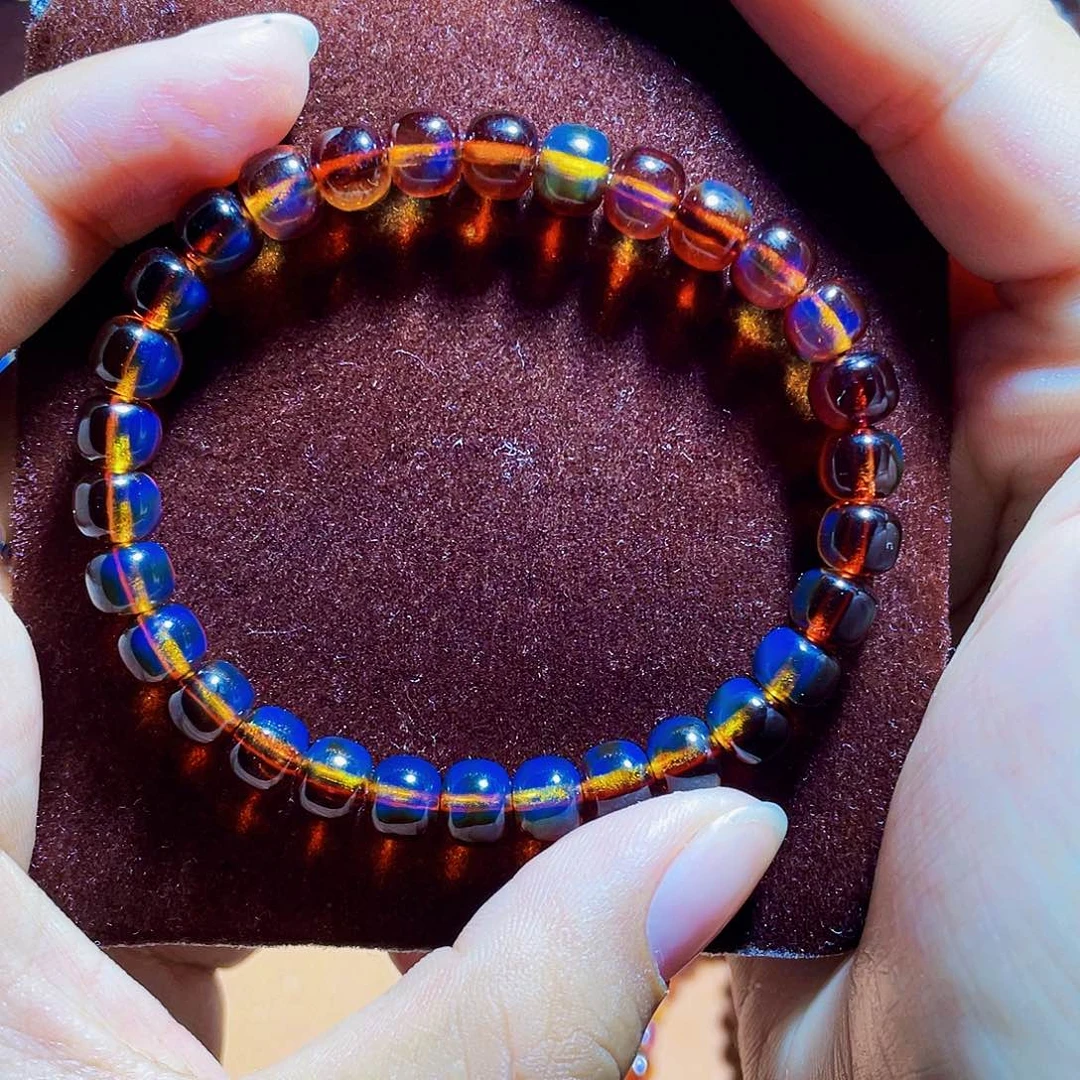 未镶嵌蓝珀裸石红蓝7老型