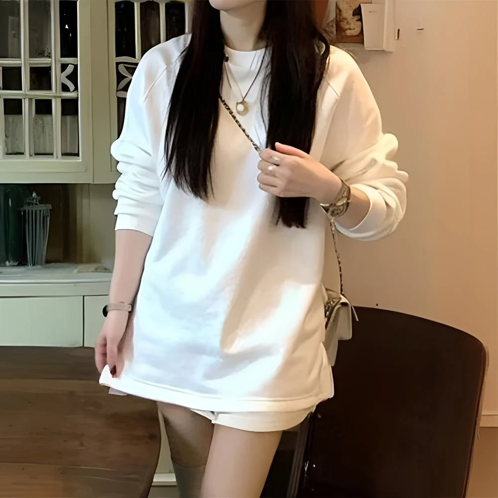 2024新款秋冬大版加绒百搭圆领卫衣宽松休闲长袖LK2500769