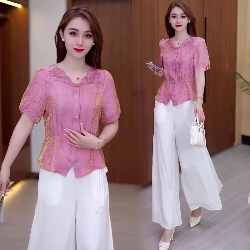 新中式国风衬衫女2025夏季新款宽松洋气减龄小众精致女士格子衬衫