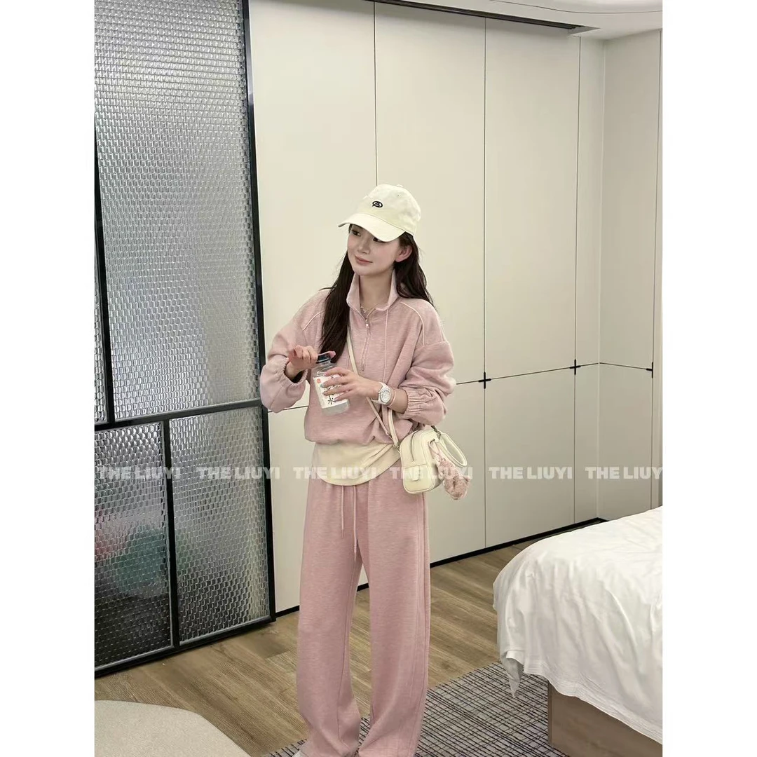 【LIUYI】元气套装~春季假两件立领卫衣+直筒休闲裤两件套52265
