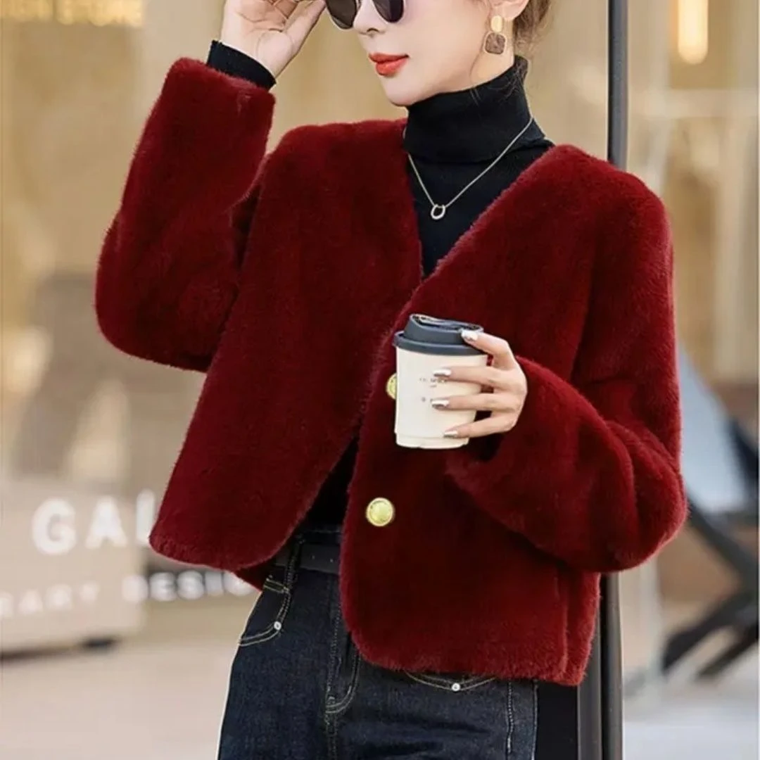 2025春秋新款女装V领两个扣子小香风短款外套时尚百搭开衫网红