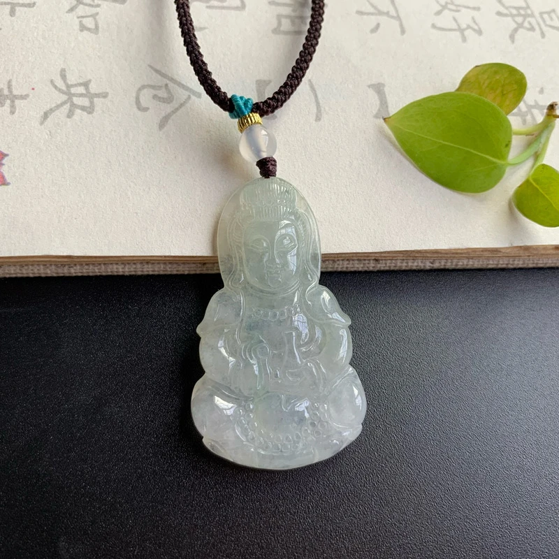 天然缅甸翡翠吊坠《观音菩萨》S287