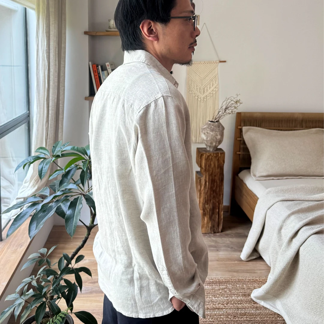 【经典汉麻衬衫】老钱风纯汉麻长袖休闲衬衫夏季百搭吸湿透气男衬衣