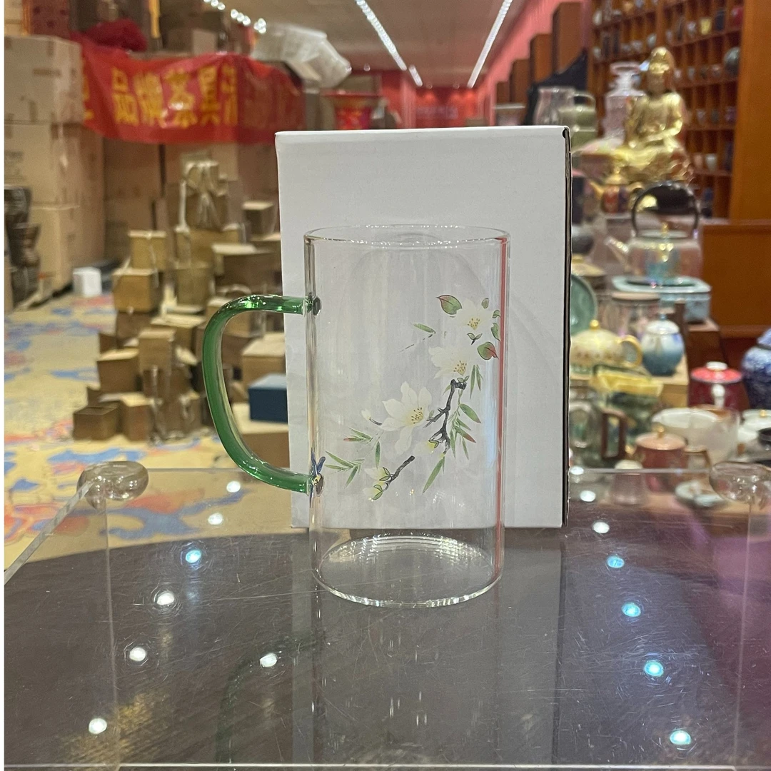 【闪购商品】绿色手把花鸟直管杯单杯无礼盒，271301