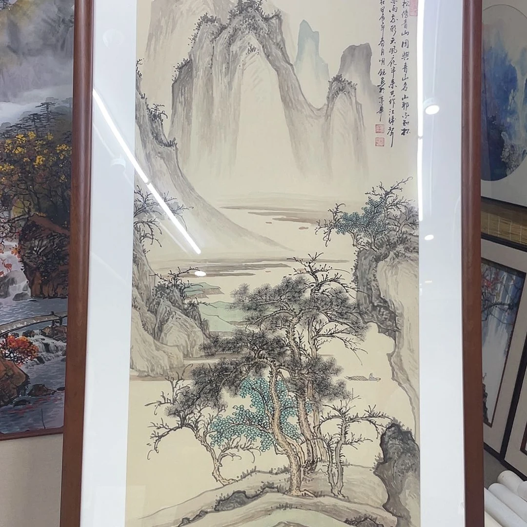 国画手绘国画山水精品，带框包邮