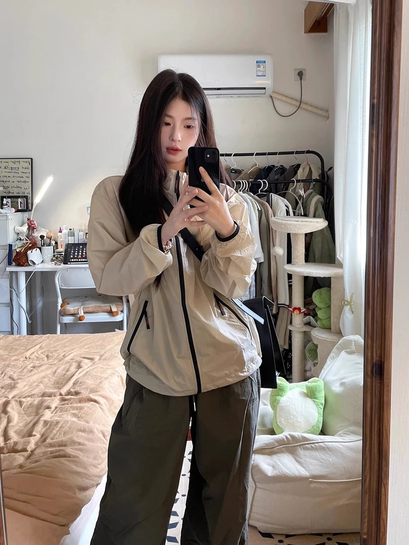 美式速干透气防晒衣夏季薄款冰丝冲锋衣外套山系户外情侣登山服女