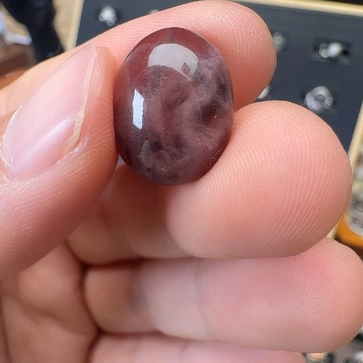 水晶珠宝半成品银S925镶嵌?***?定制款兔毛蛋面