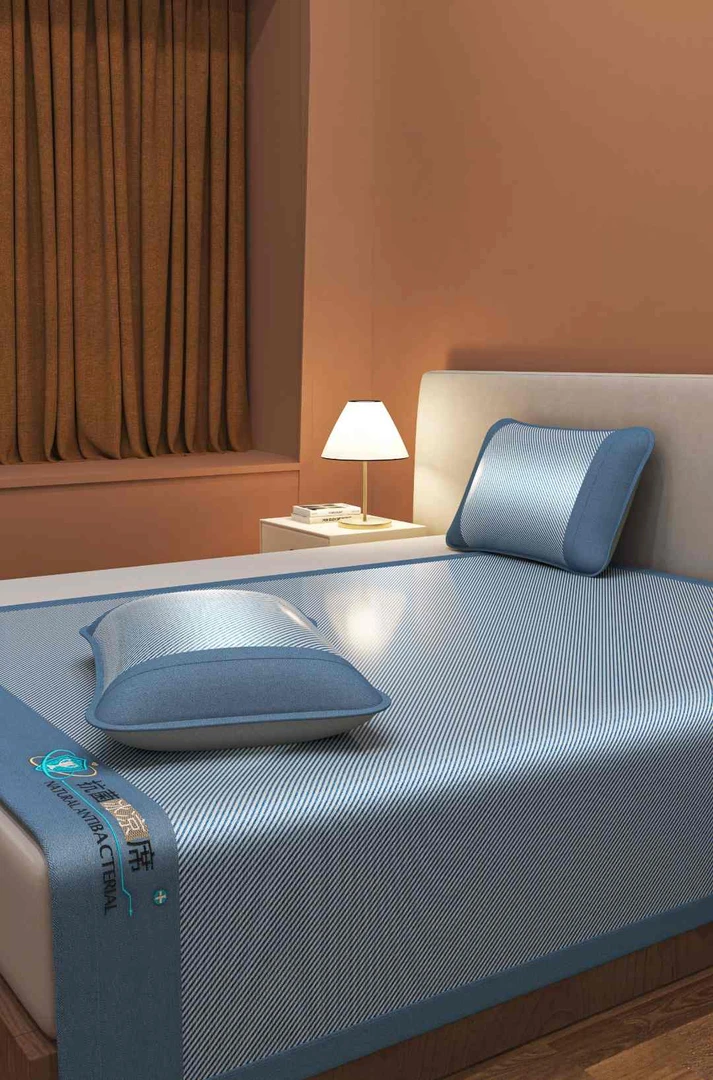 紫罗兰冰丝凉席加厚夏季席子柔软冰凉可机水洗软凉席床笠款