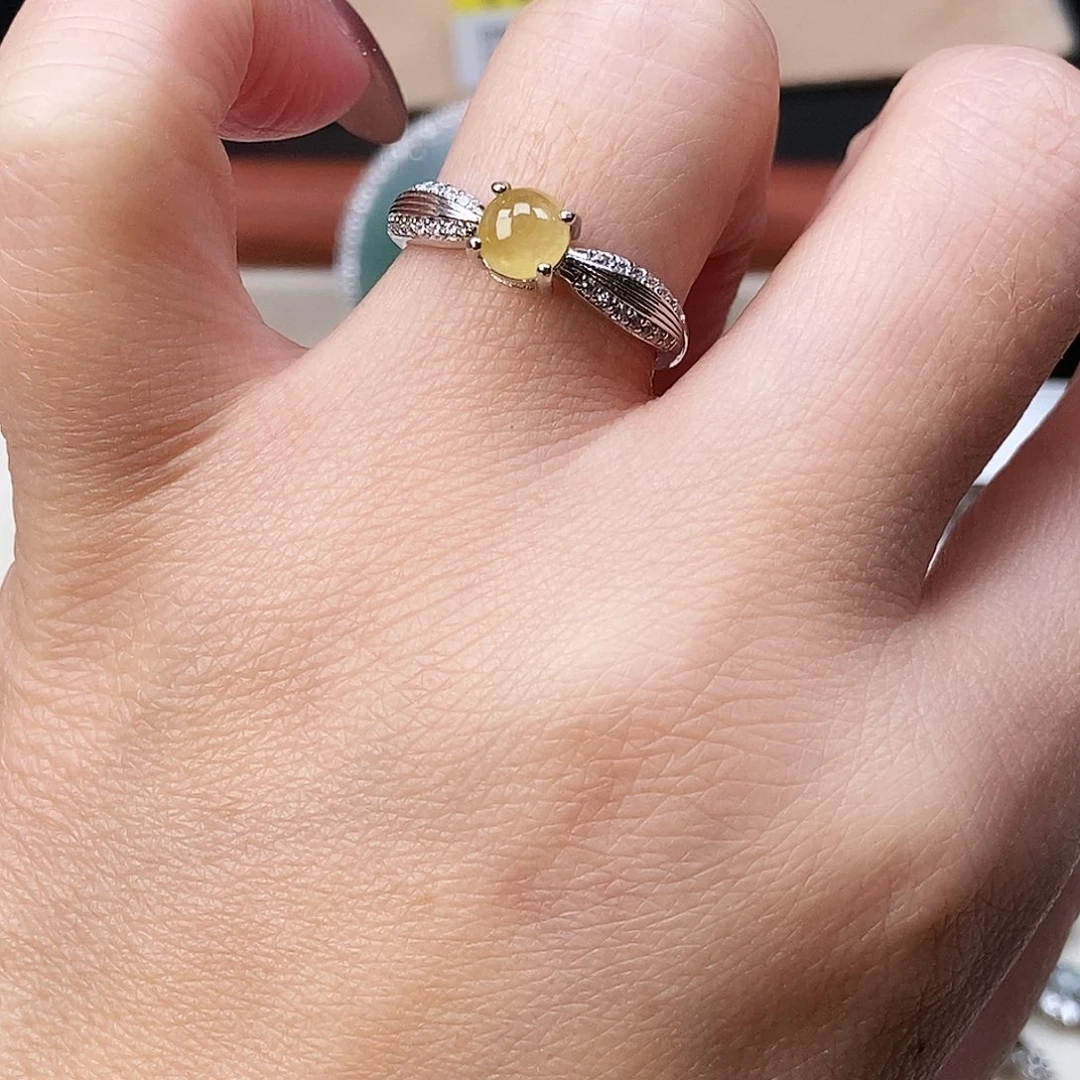 ．***笑翡翠银S925镶嵌戒指蛋面