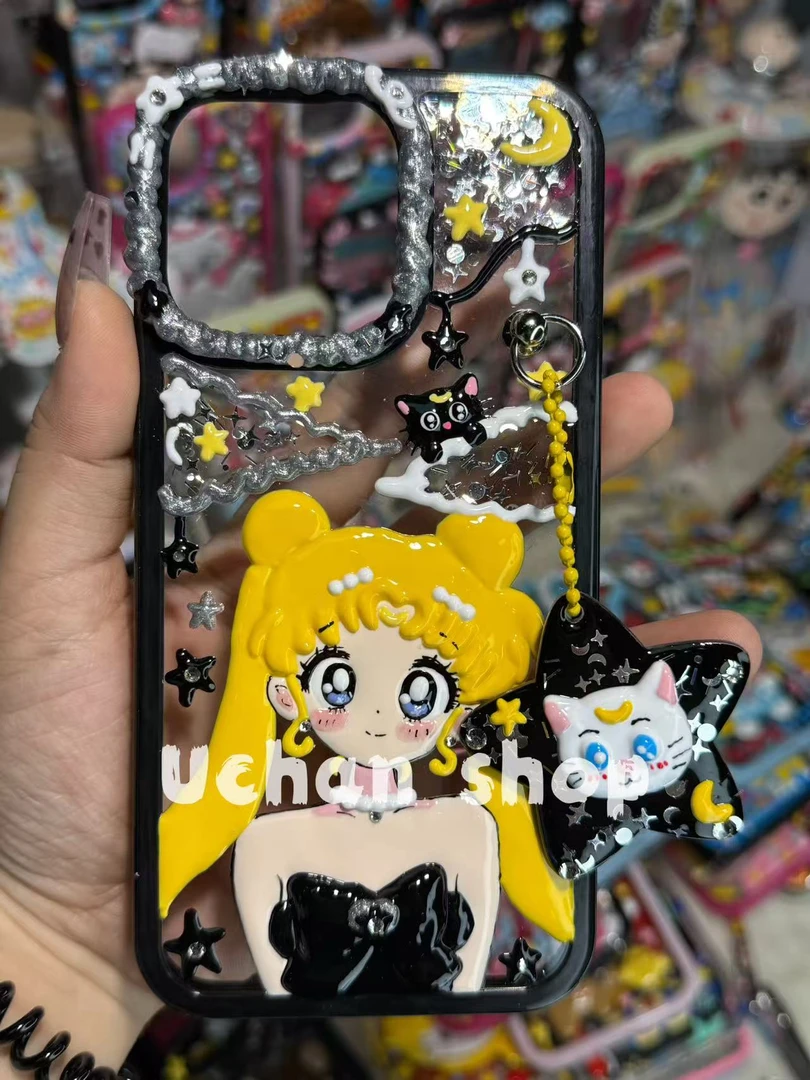 【现现4-苹果+华为手机壳】爱丽丝KT美战蜡笔小新diy手绘壳