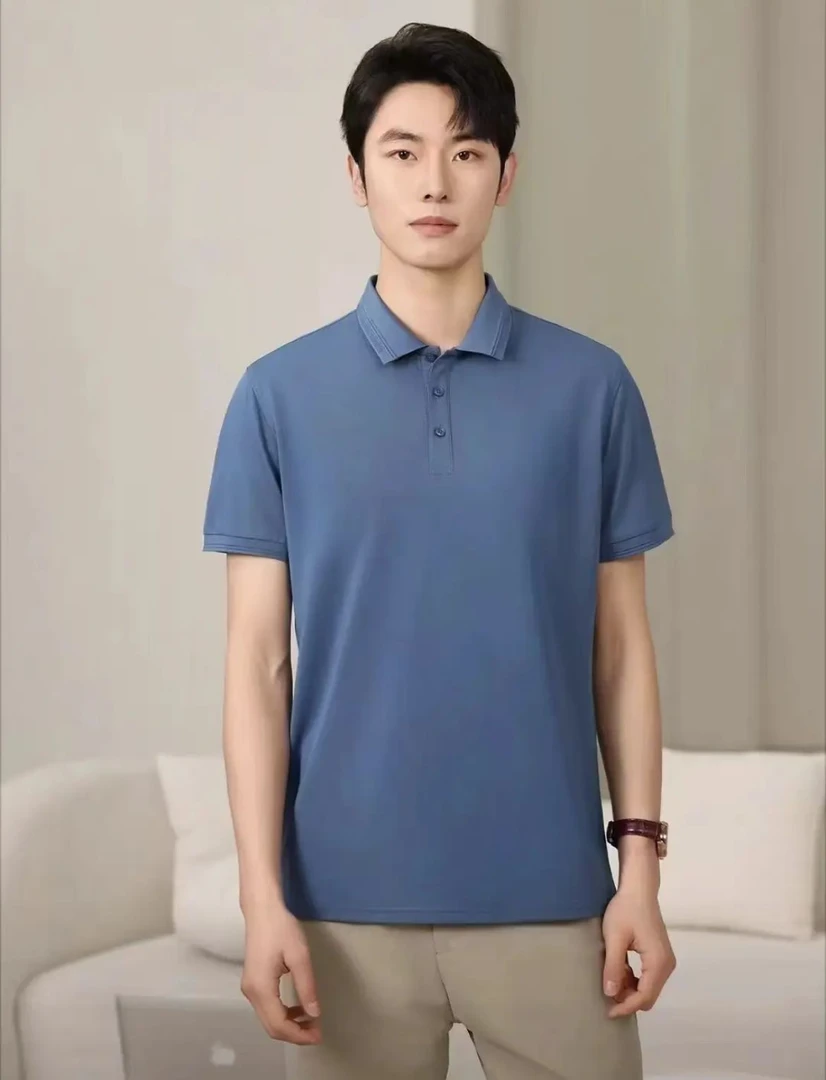 夏季男士纯色休闲桑桑POLO衫短袖T恤