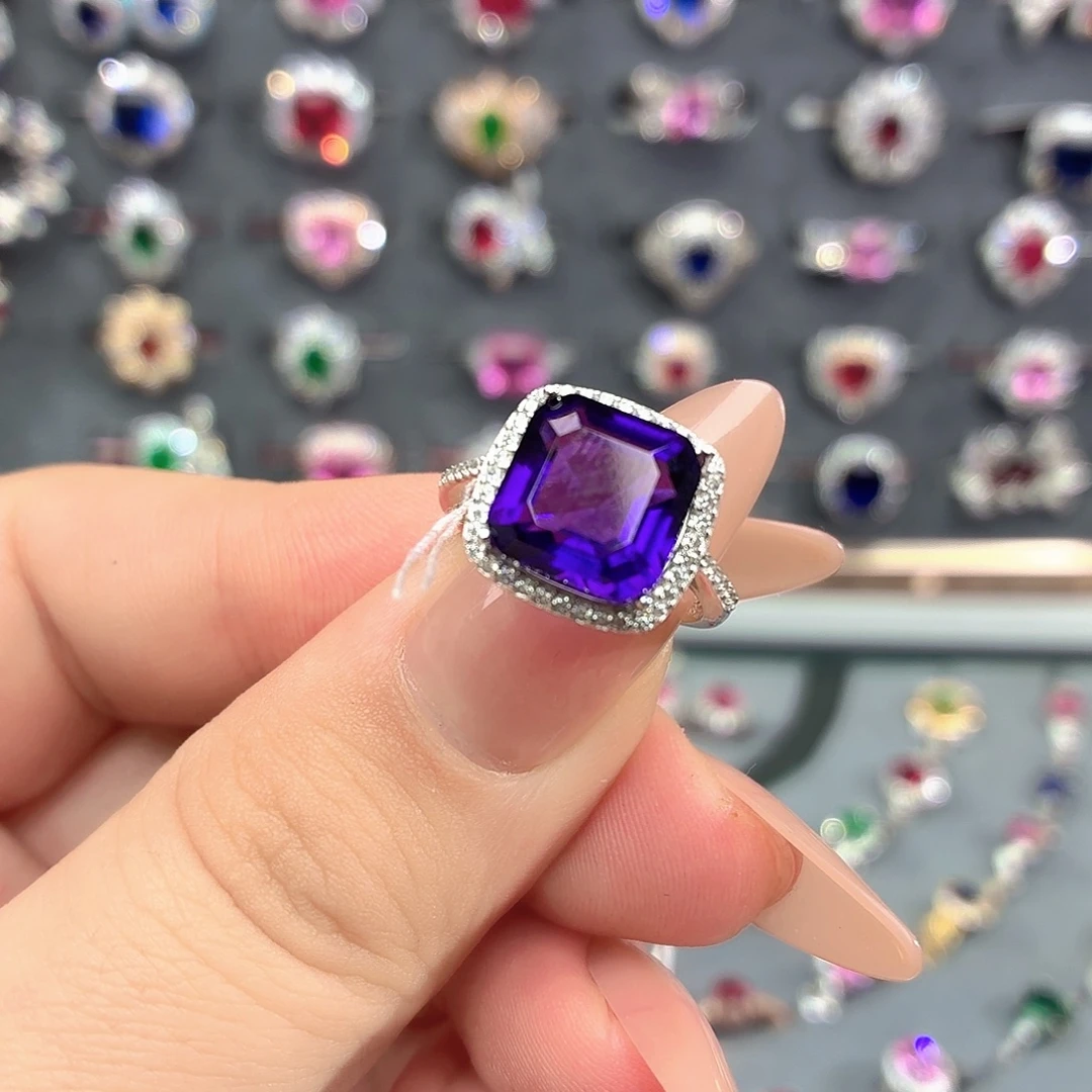 925银培育紫水晶色宝石