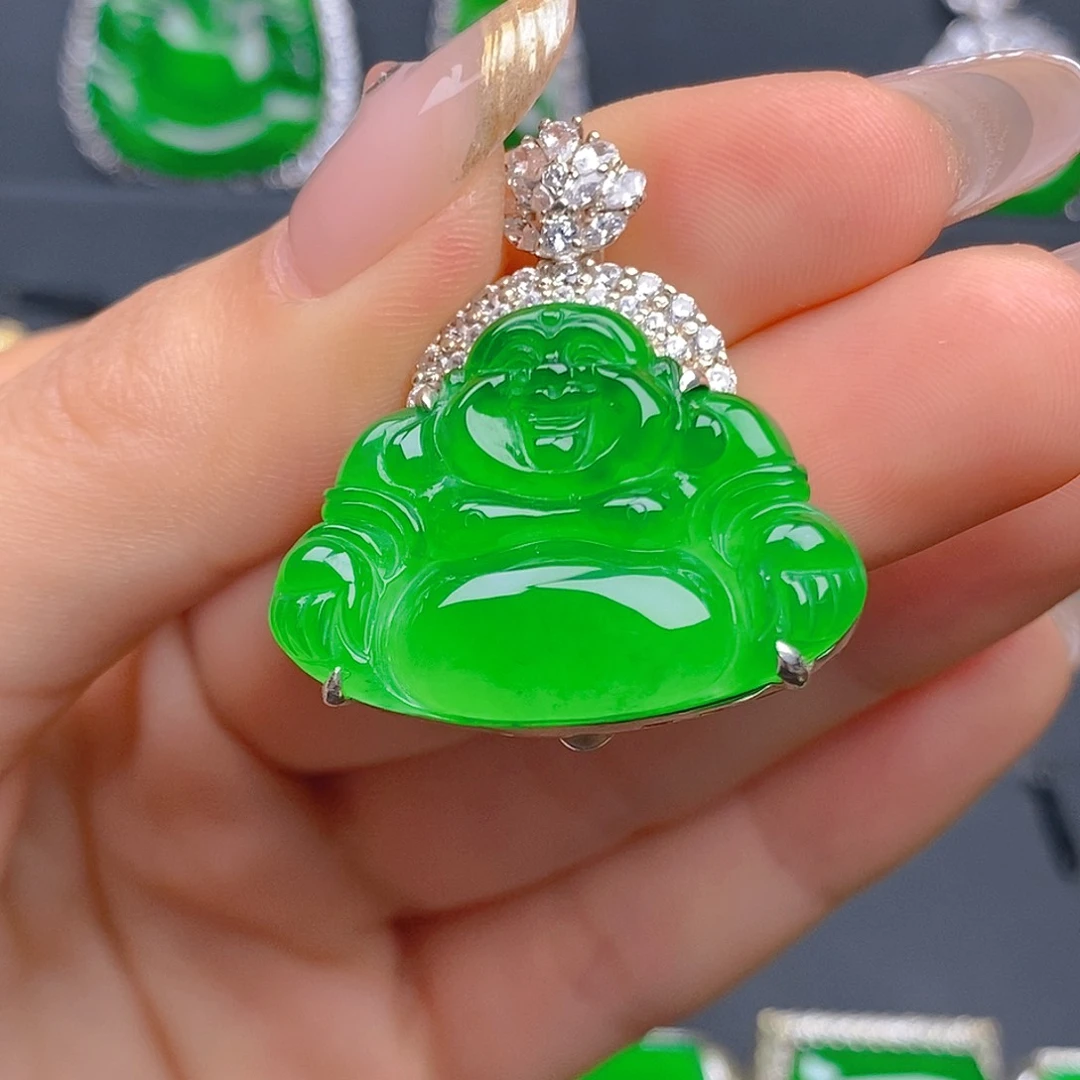 颈饰银S925镶嵌翡翠