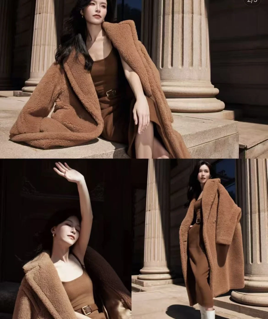 泰迪熊大衣原单时尚气质保暖加厚外套秋冬遮肉