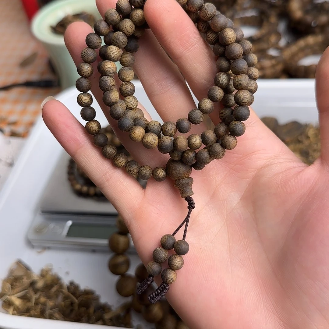 沉香碎屑沉香大*奇楠沉香06圆珠多圈13g+