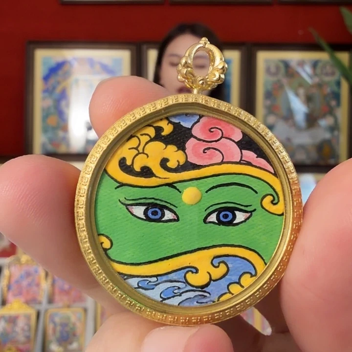 吊坠绿妈妈-热贡纯手绘