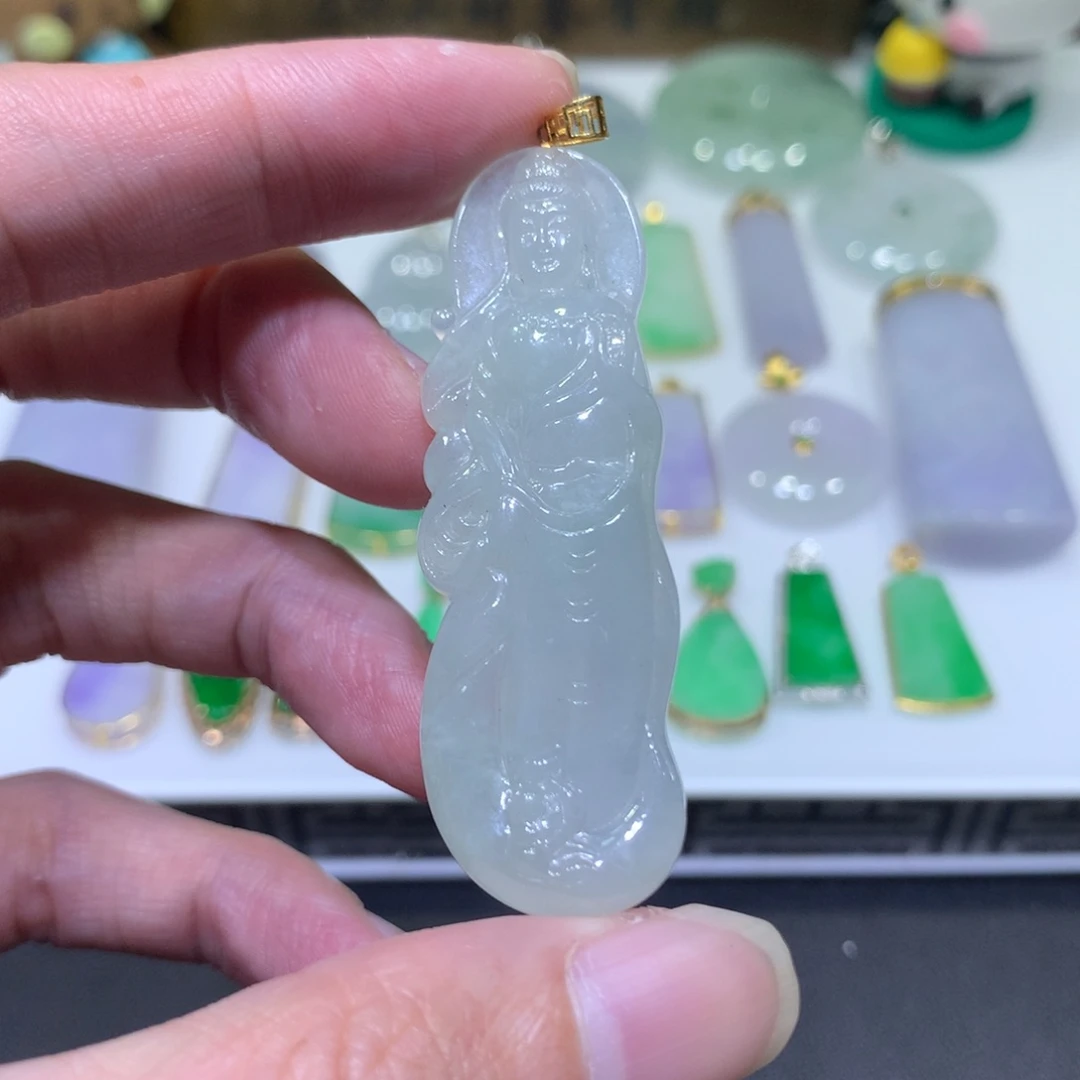 翡翠18K金镶嵌吊坠(不含链)