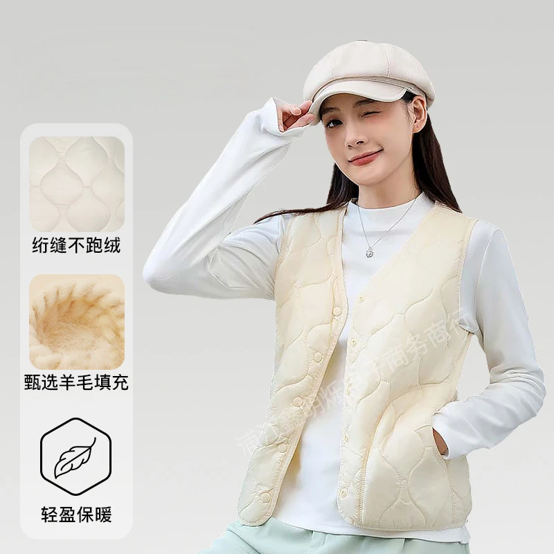 【2024秋冬V领新绵羊毛马甲】三防轻薄不臃肿马夹外穿男女同款保暖