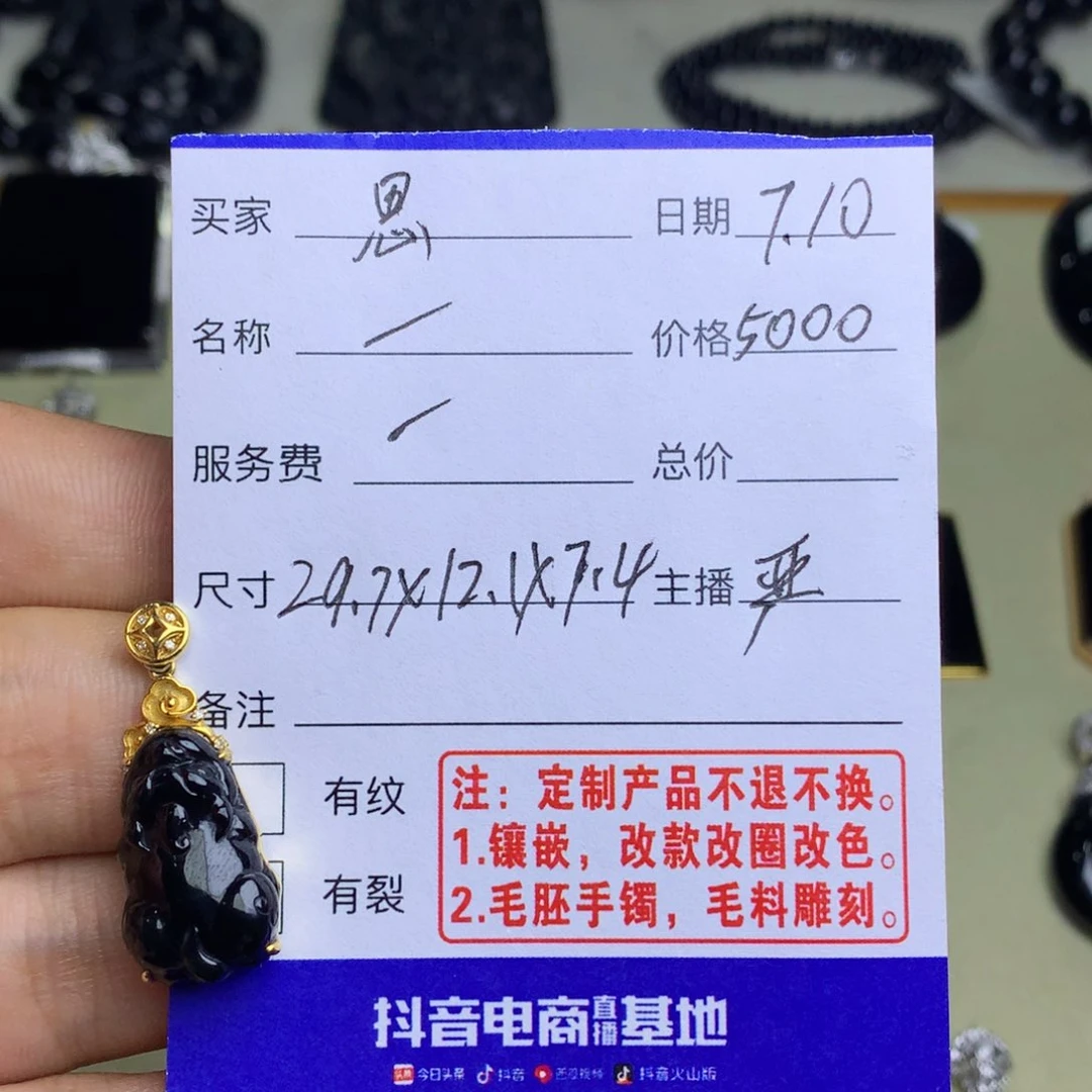 翡翠18K金镶嵌颈饰墨翠貔貅
