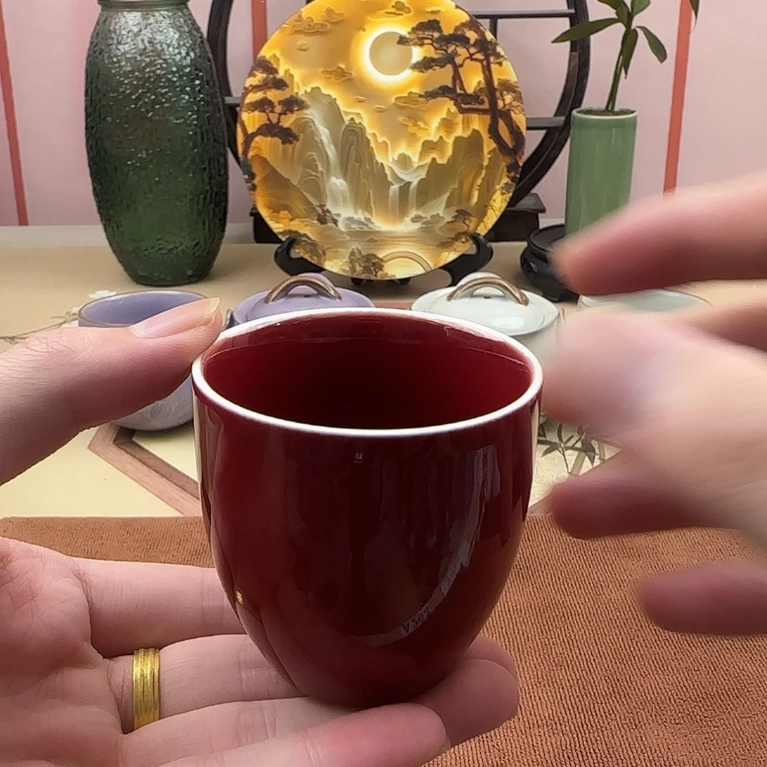 郎红纯色闻香杯主人杯