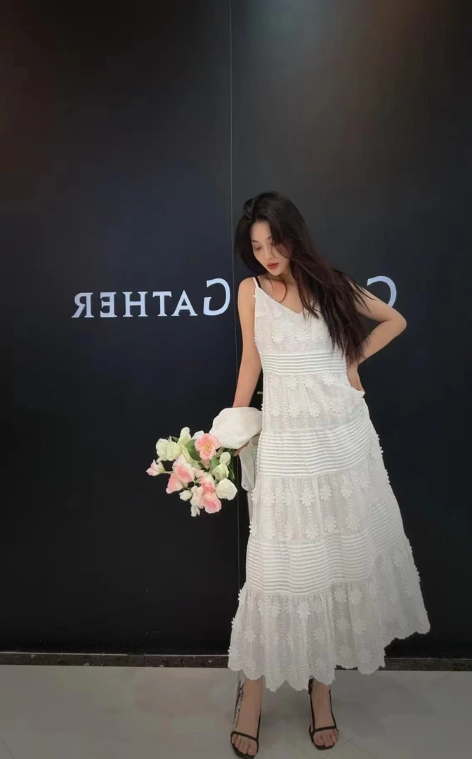 俪妍 白色仙女连衣裙