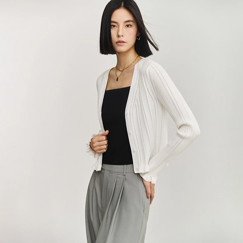 【一秒入夏】【商场同款】LILY夏新款气质修身针织开衫女124210TC317