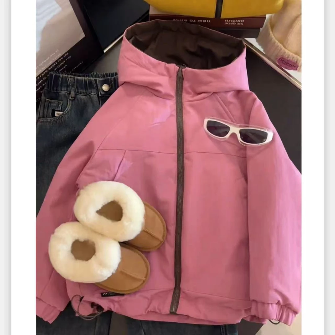 冬季上新女童中大童加厚双面穿防风御寒穿冲锋衣外套