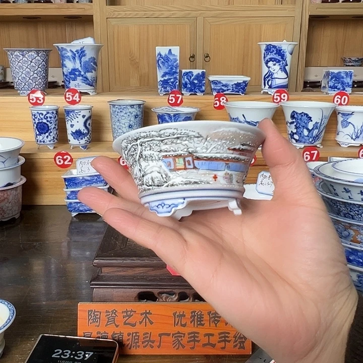 墨奈手绘陶瓷花盆