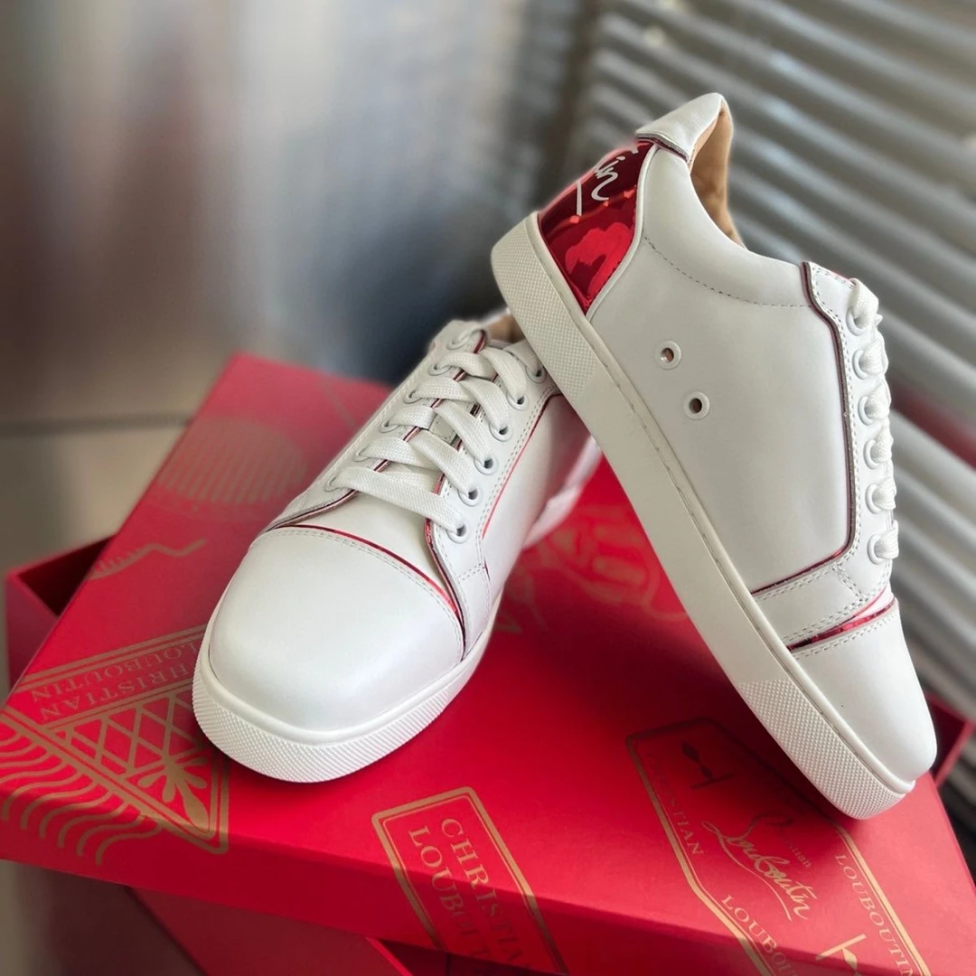 欧美新款外贸休闲板鞋男潮流平底ACL红底潮鞋高级感轻奢真皮男鞋