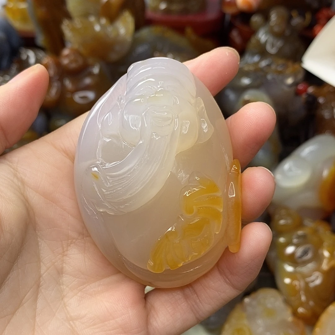 人***客玛瑙/玉髓未镶嵌手把件