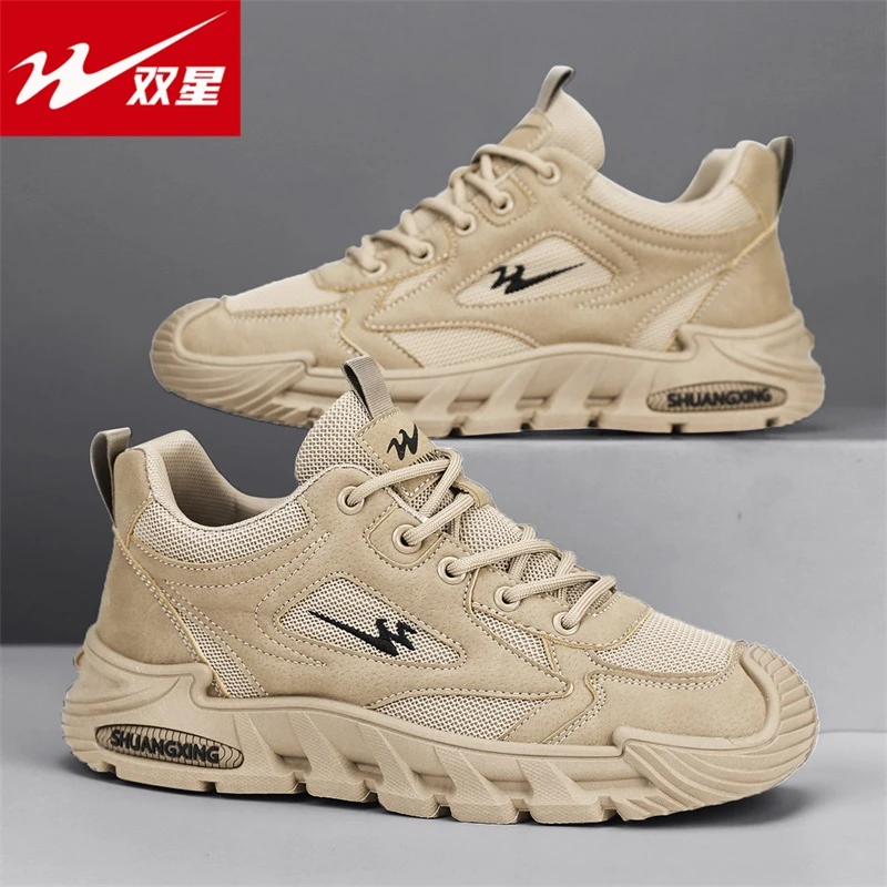 双星男鞋男士透气网面鞋子男款秋季2025新款防滑软底运动鞋子休闲