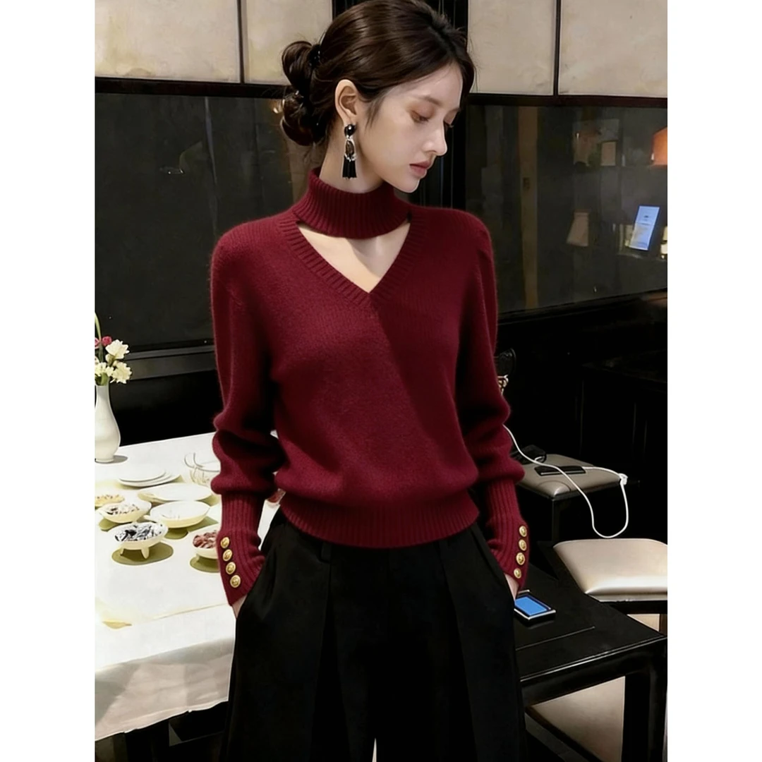 圣诞本年命时髦气质针织小衫秋冬季新款减龄显瘦长袖厚款长袖上衣