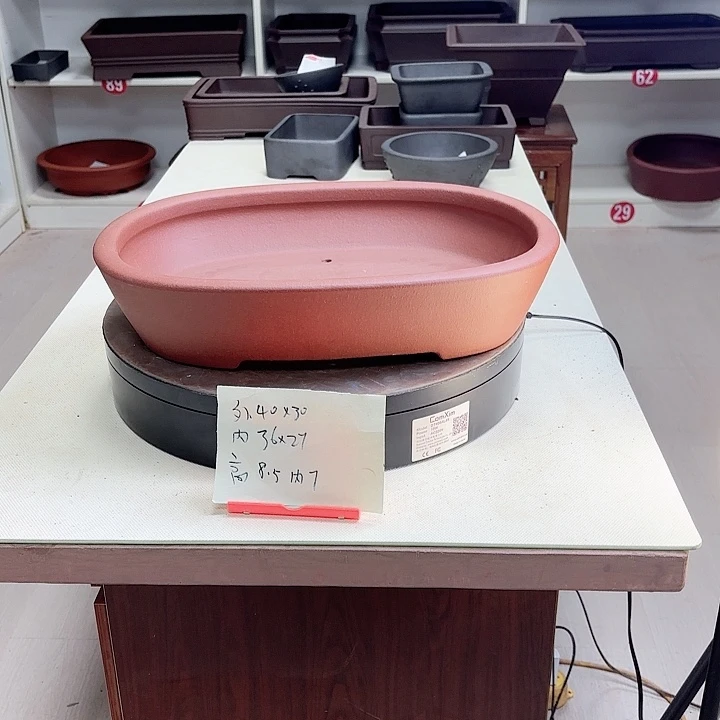 紫砂花盆直口腰元小