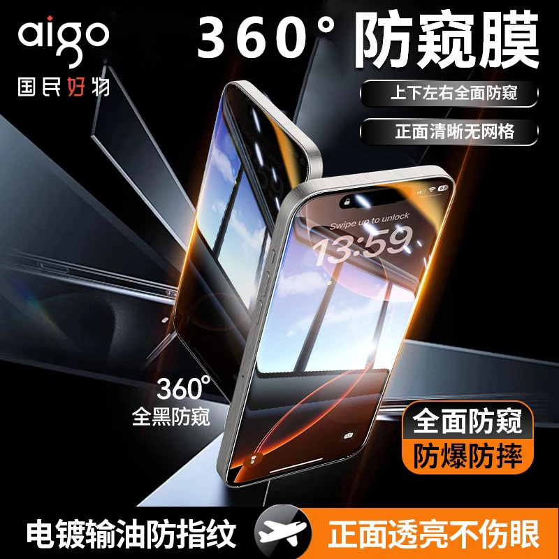 360度防窥钢化膜适用苹果16手机膜15防偷窥14/13pro电镀12/11/XS