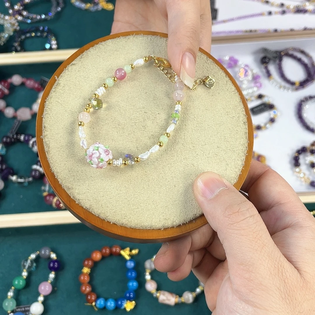 水晶手链银S925镀金镶嵌