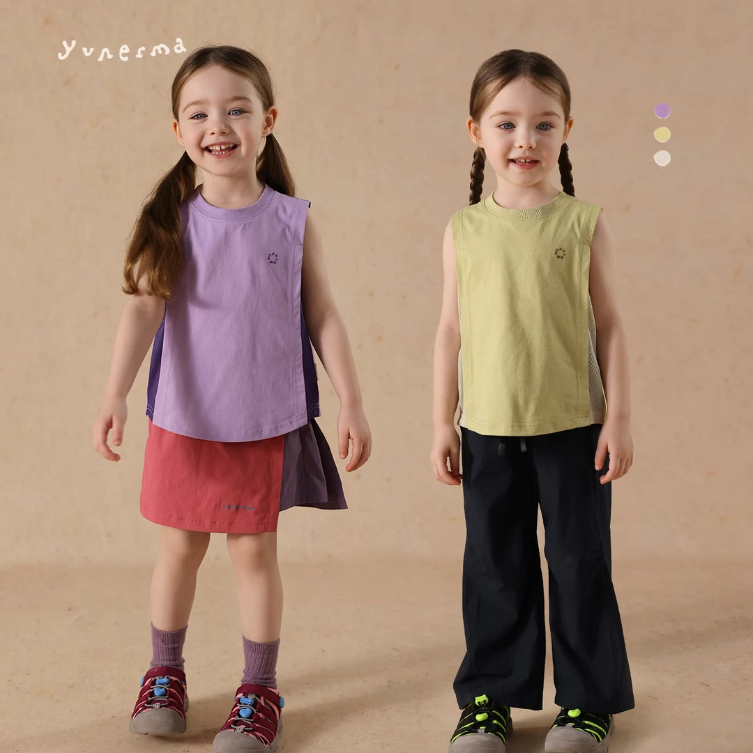 宝宝夏季山系速干网眼拼接背心允儿妈女童户外运动上衣儿童马甲潮