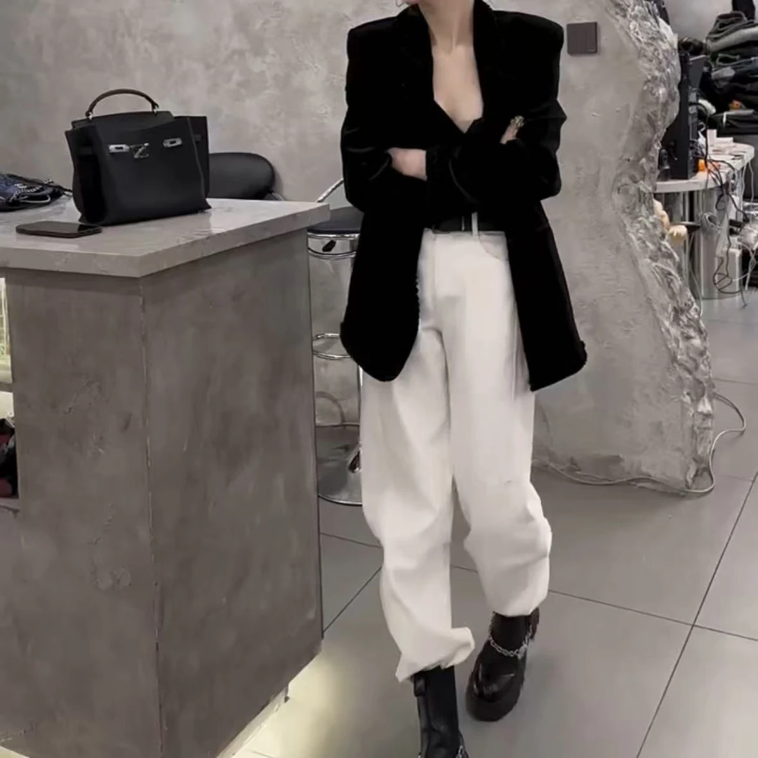 【可单拍】欧货时尚套装显瘦气质丝绒西服外套气质百搭长裤两件套女